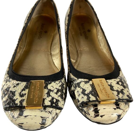 Kate Spade New York Tock Bow Snakeskin Flats Size 6M - Picture 6 of 6